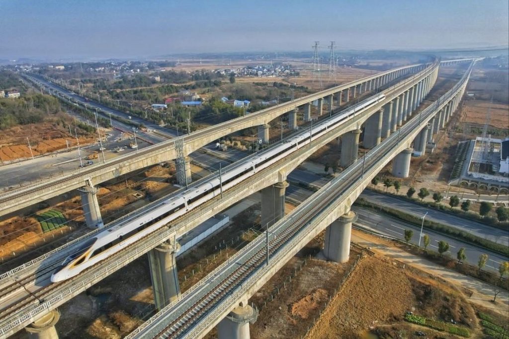 High-speed rail network expansion in mobility transportation infrastructure.   
